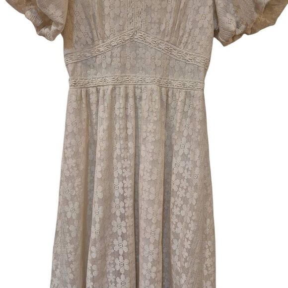 Polagram Women's Ivory Poly/Cotton Lined Lace Dress - Picture 8 of 12